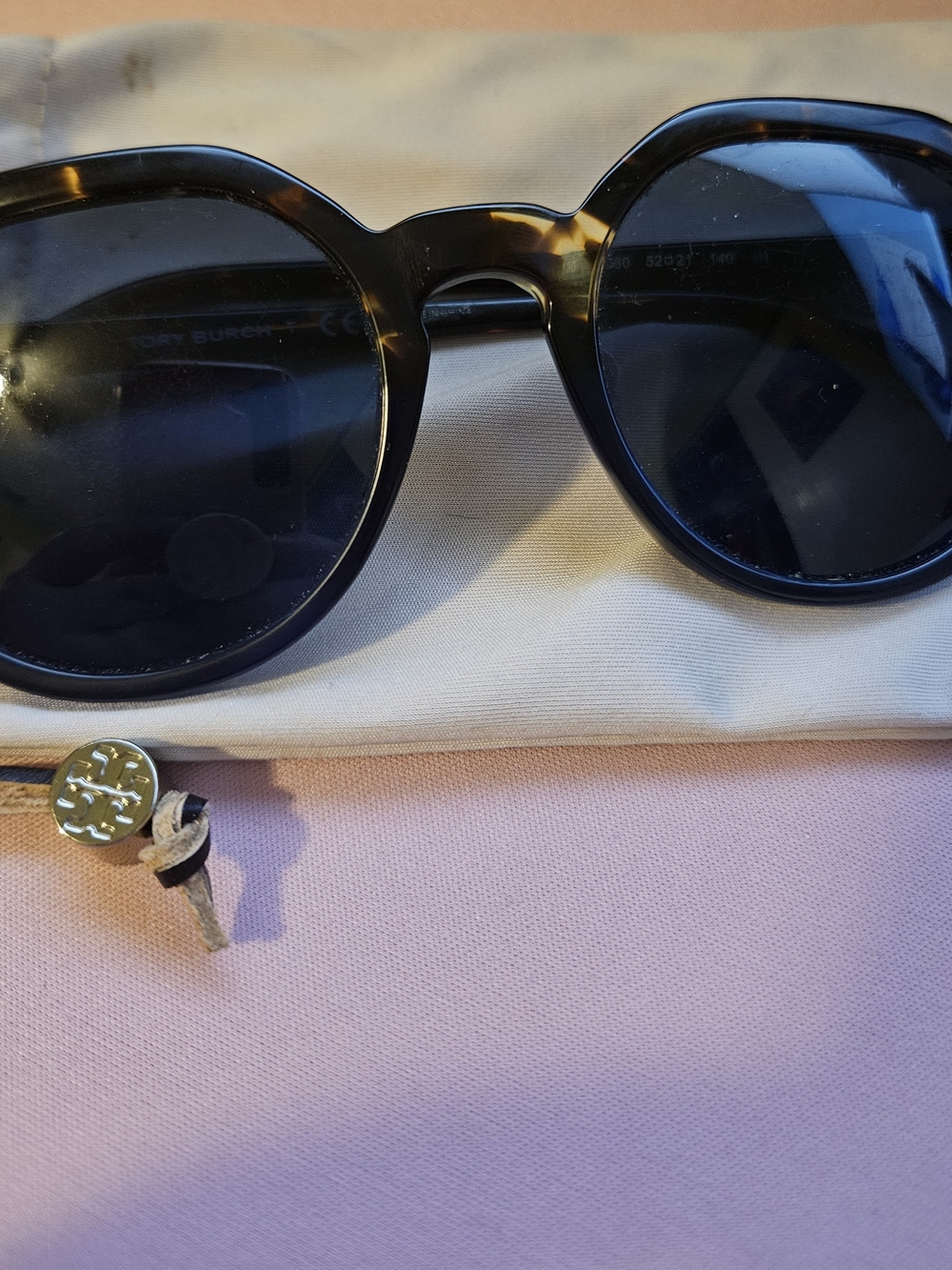 Tory Burch Black Tortoiseshell Round Sunglasses